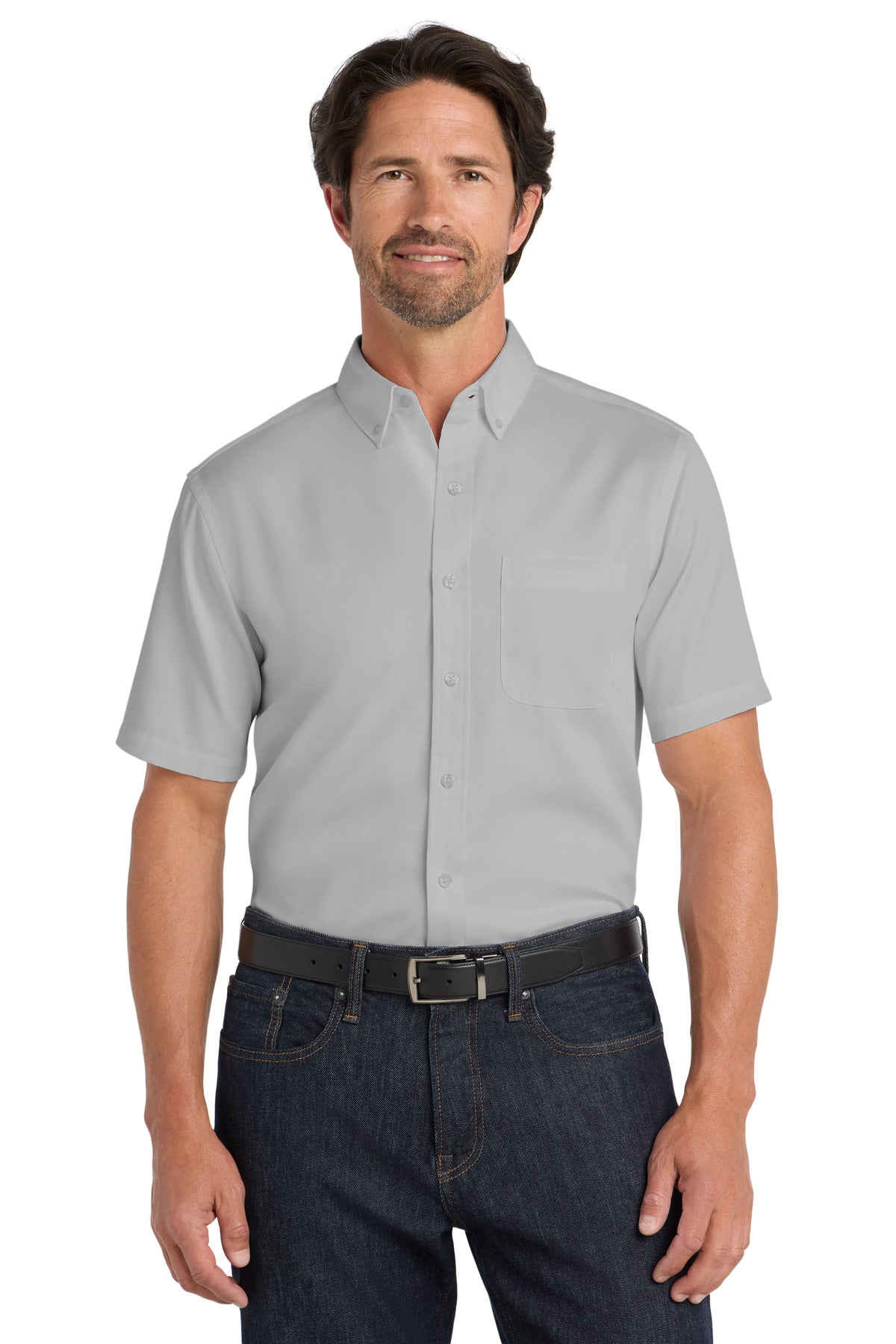 Port Authority Short Sleeve SuperPro React Twill Shirt. W809 - Gusty Grey