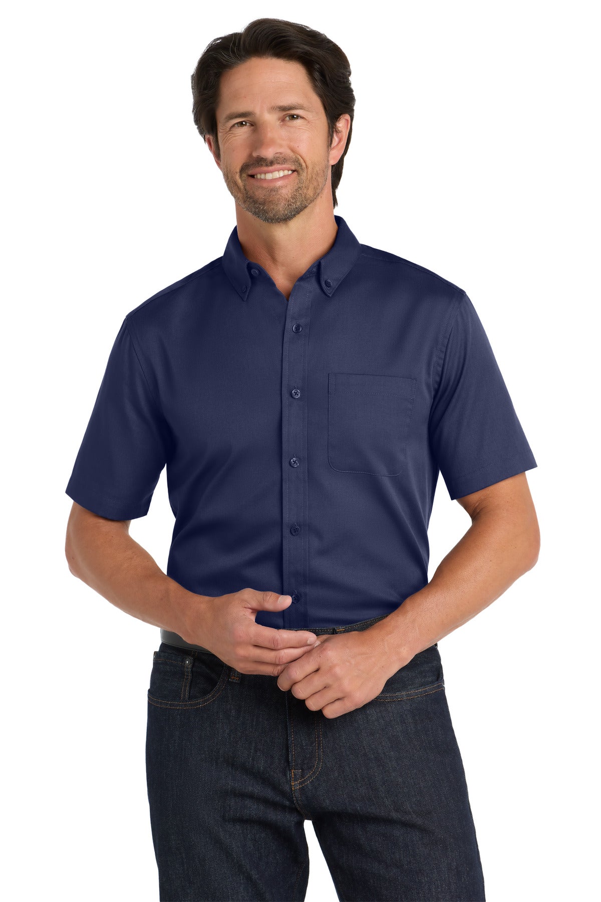 Port Authority Short Sleeve SuperPro React Twill Shirt. W809 - True Navy