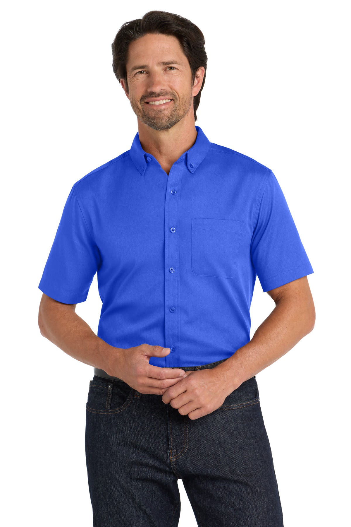 Port Authority Short Sleeve SuperPro React Twill Shirt. W809 - True Royal