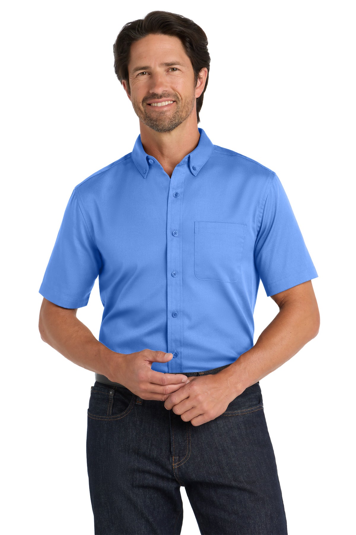 Port Authority Short Sleeve SuperPro React Twill Shirt. W809 - Ultramarine Blue