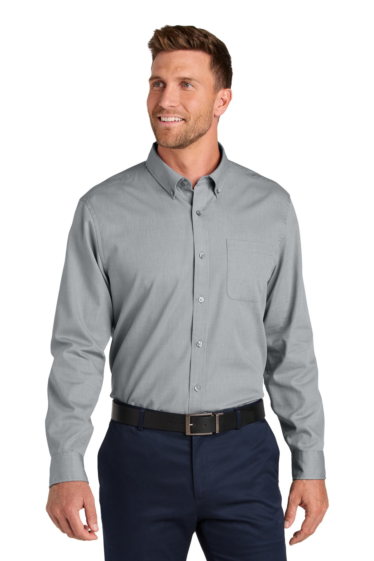 Port Authority Long Sleeve Nailhead Easy Care Shirt W816 - Gusty Grey