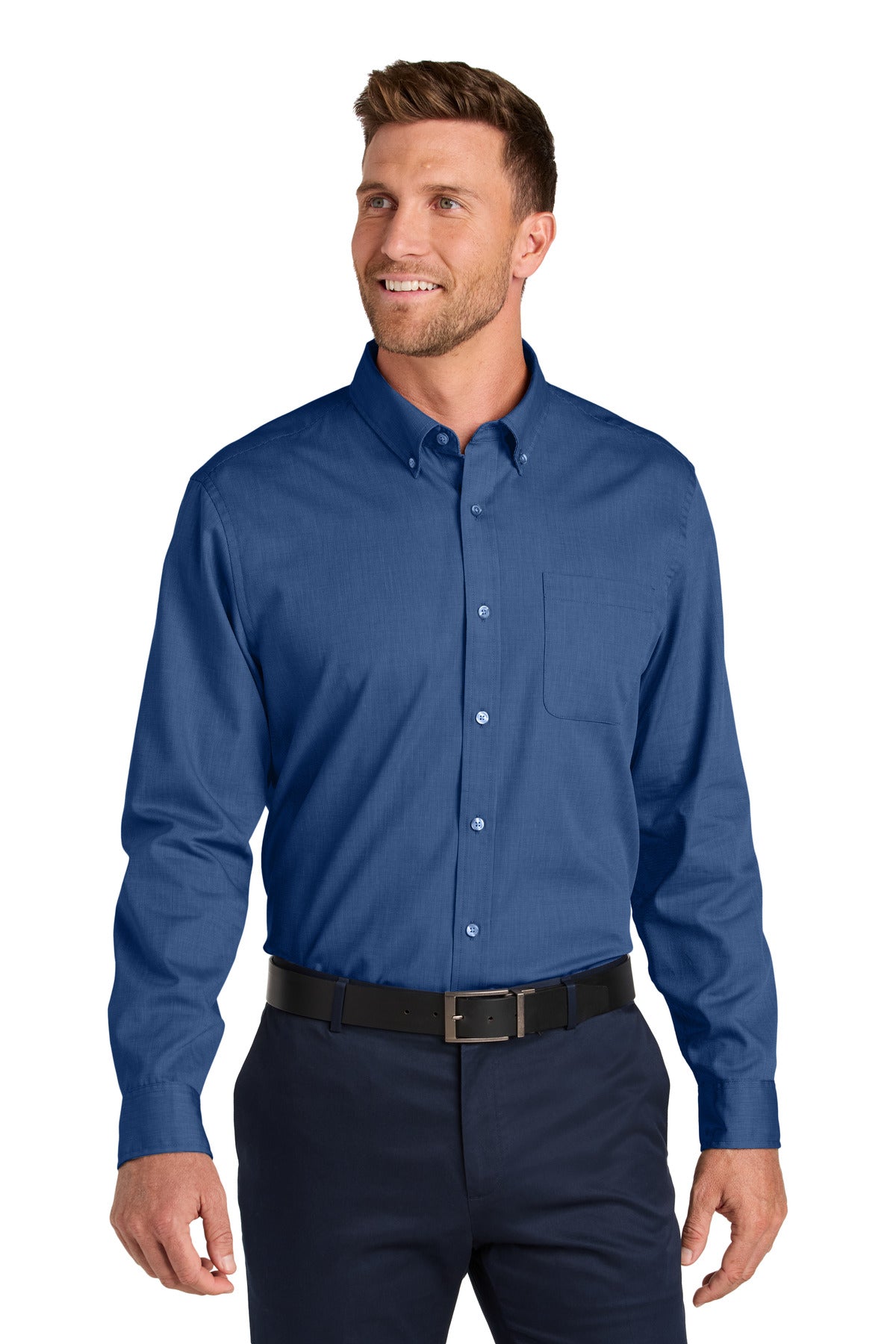 Port Authority Long Sleeve Nailhead Easy Care Shirt W816 - Mediterranean Blue