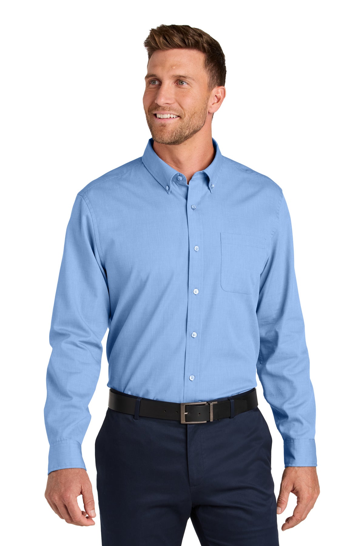 Port Authority Long Sleeve Nailhead Easy Care Shirt W816 - Swiss Blue