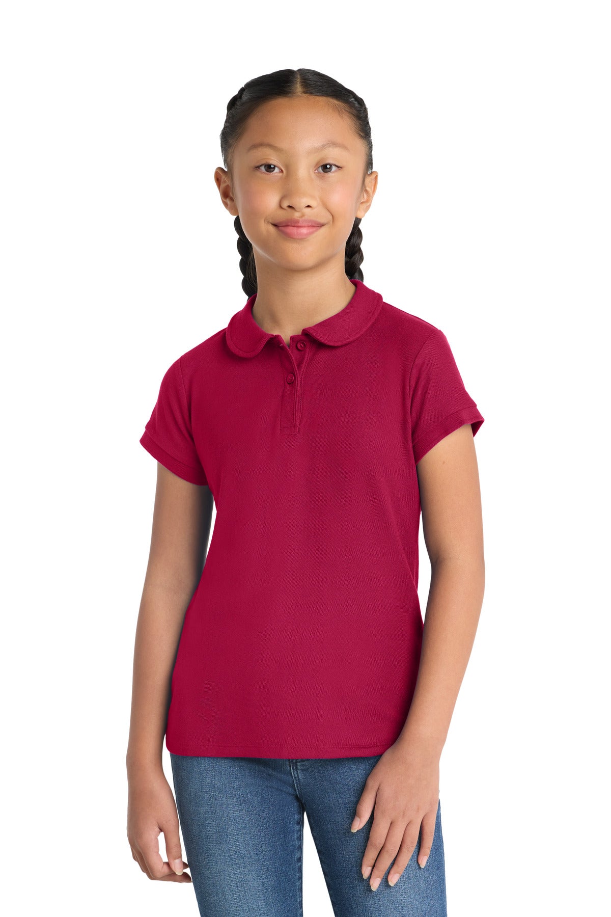 Port Authority Girls Silk Touch Peter Pan Collar Polo. YG503 - Red