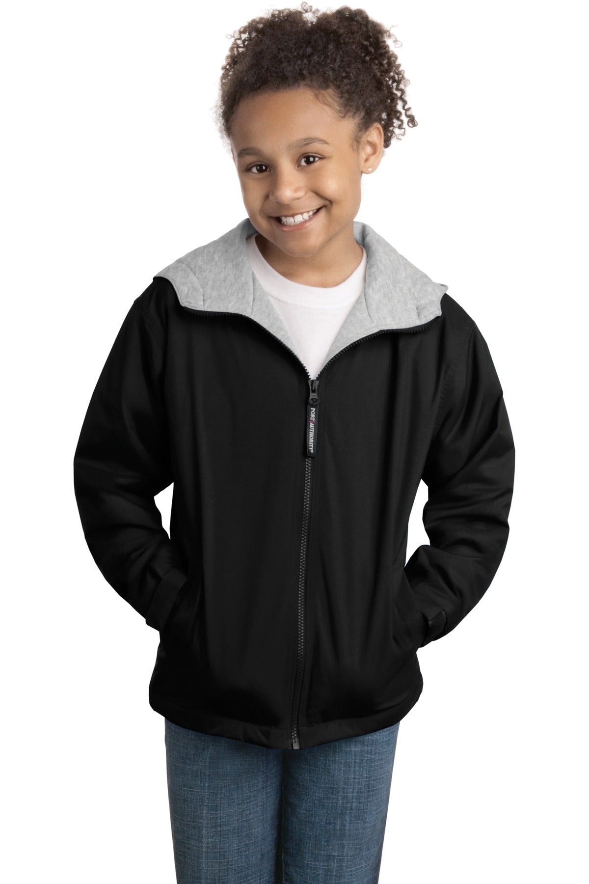 Port Authority Youth Team Jacket - Black/ Light Oxford