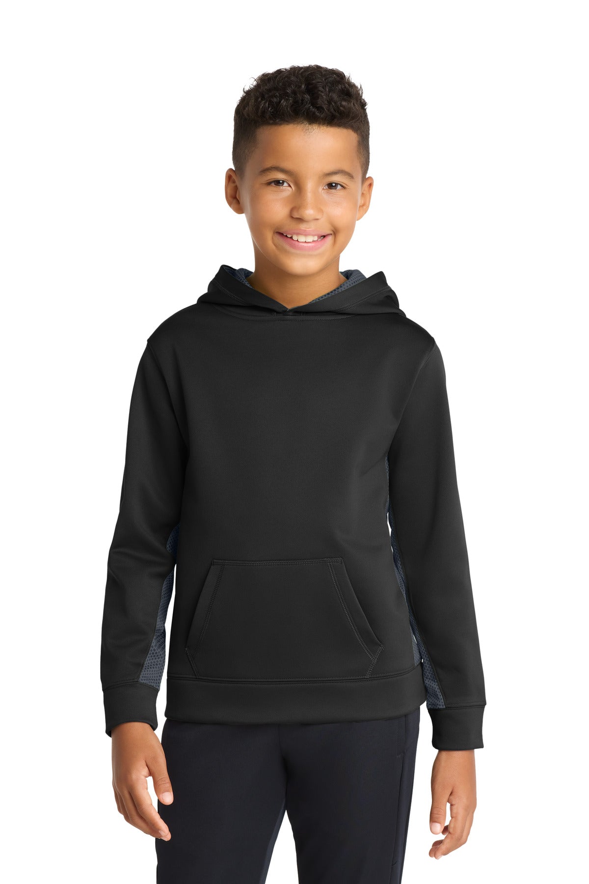 Sport-Tek Youth Sport-Wick CamoHex Fleece Colorblock Hooded Pullover