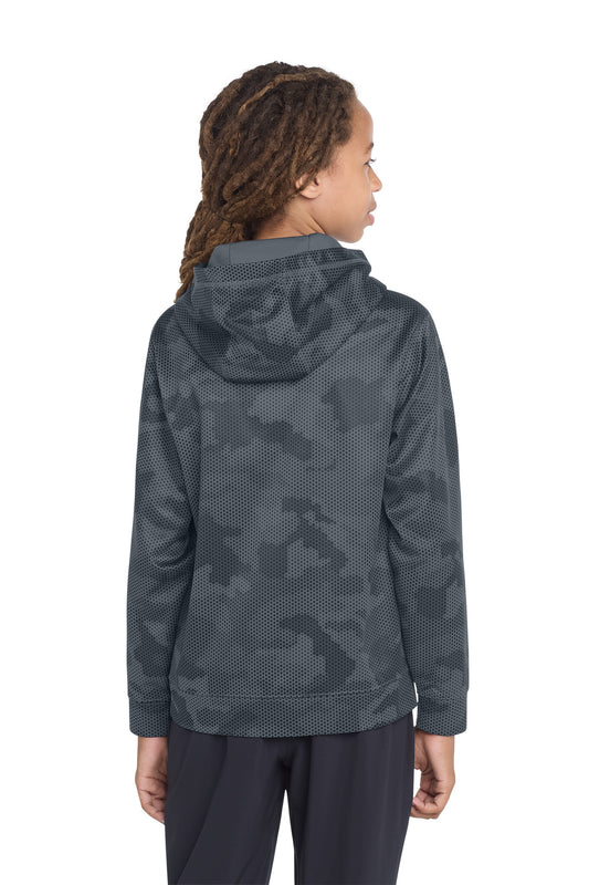 Sport-Tek Youth Sport-Wick CamoHex Fleece Hooded Pullover.  YST240