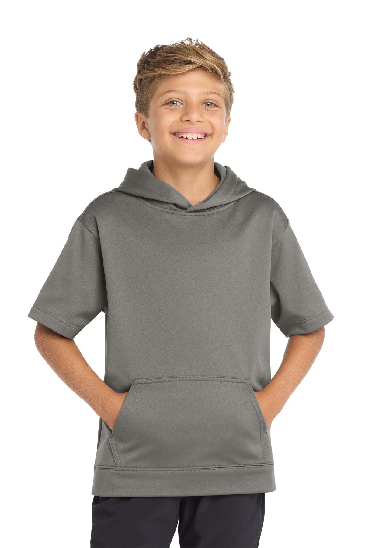 Sport-Tek Youth Sport-Wick Fleece Short Sleeve Hooded Pullover
