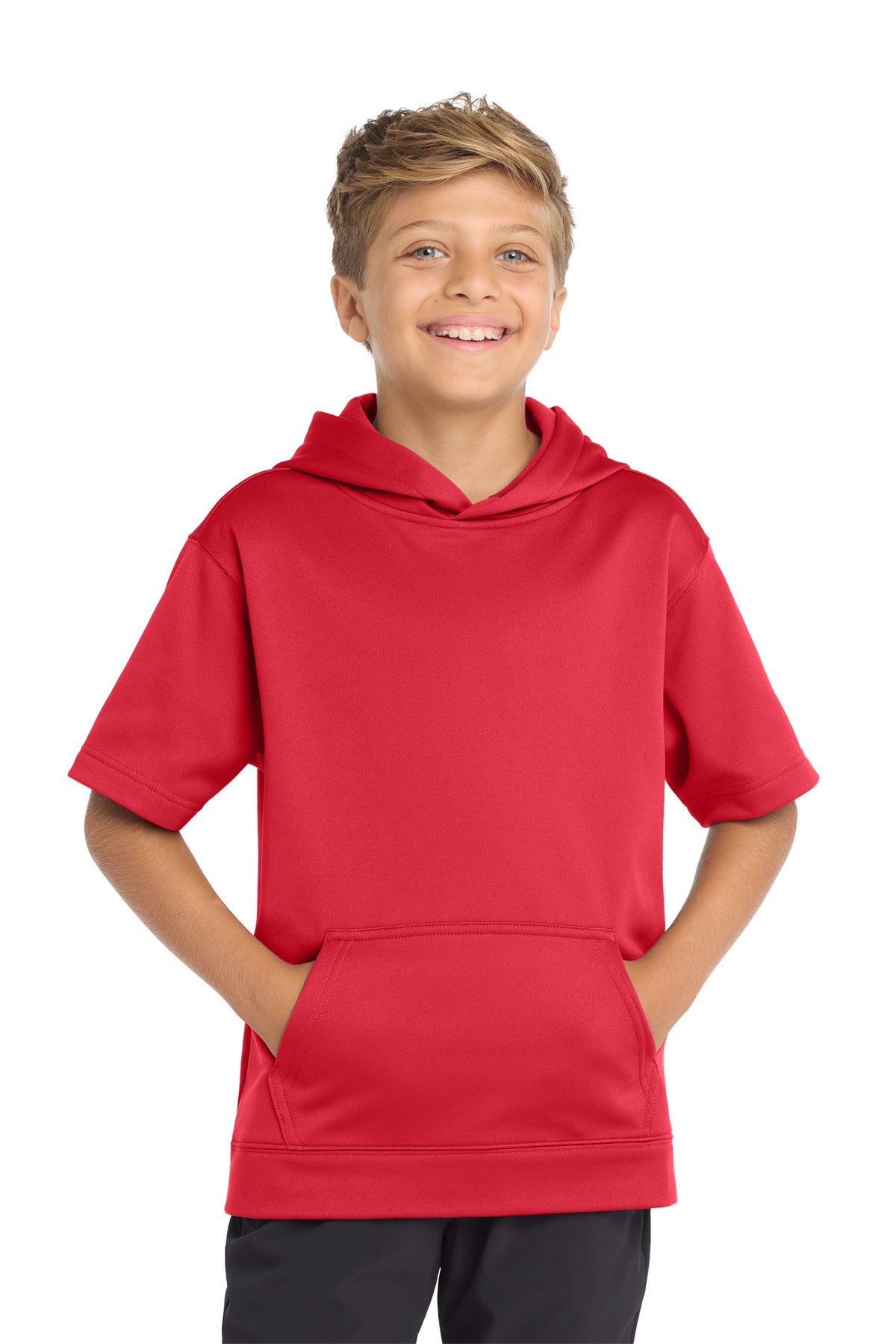 Sport-Tek Youth Sport-Wick Fleece Short Sleeve Hooded Pullover