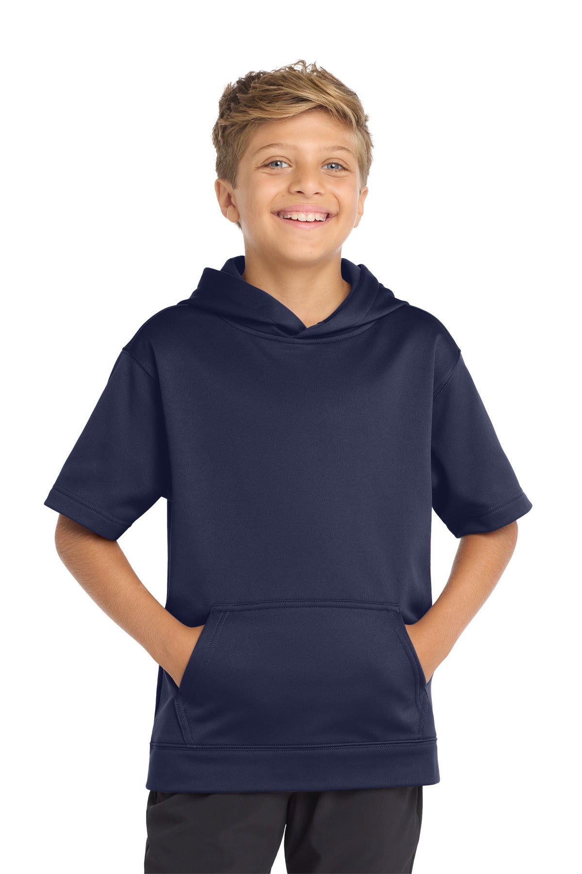 Sport-Tek Youth Sport-Wick Fleece Short Sleeve Hooded Pullover