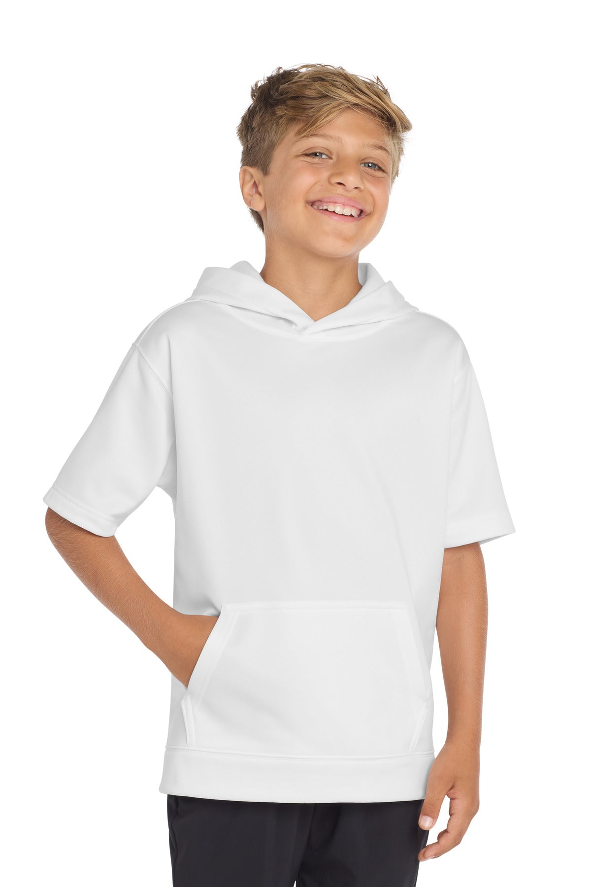 Sport-Tek Youth Sport-Wick Fleece Short Sleeve Hooded Pullover