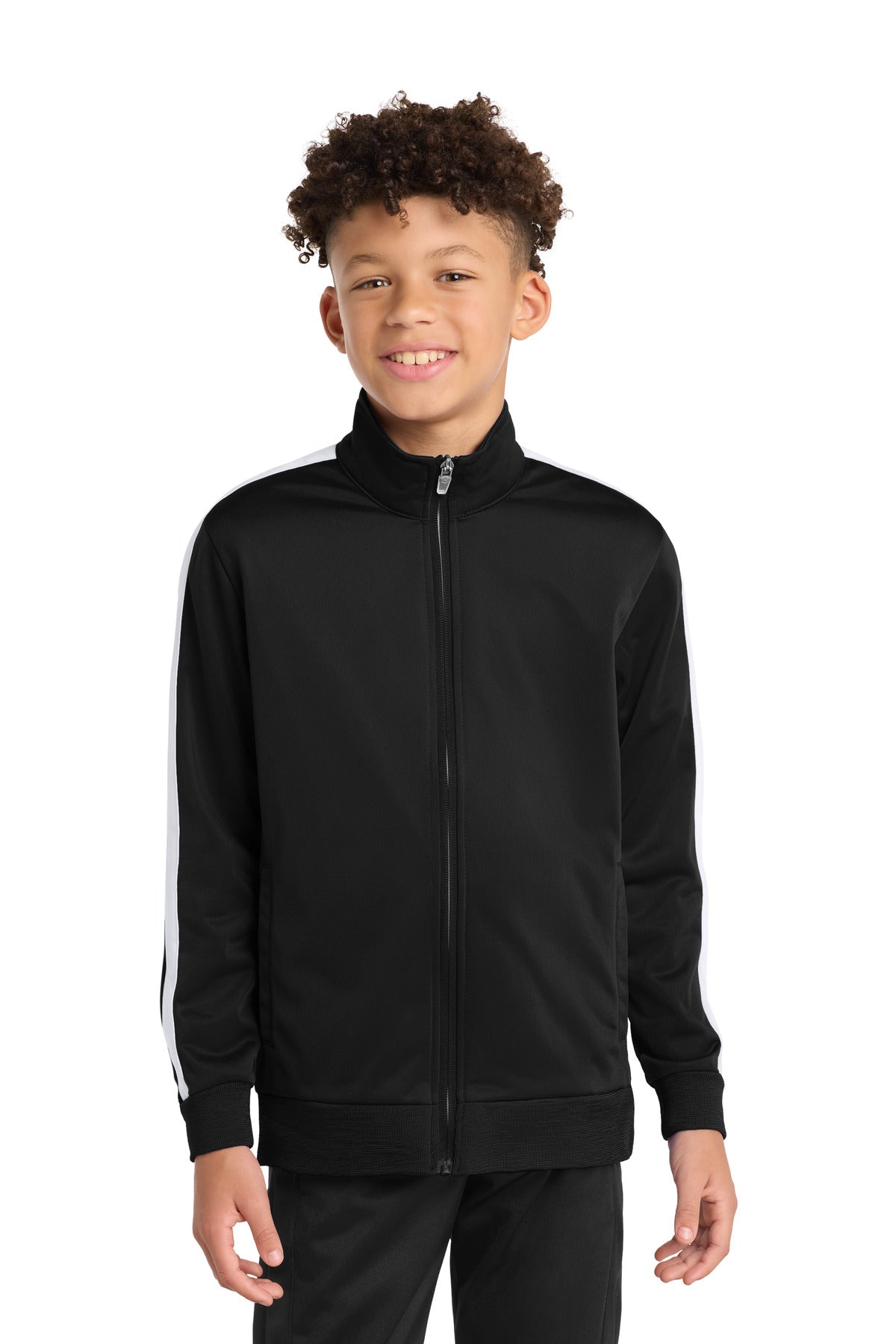 Sport-Tek Youth Tricot Sleeve Stripe Track Jacket