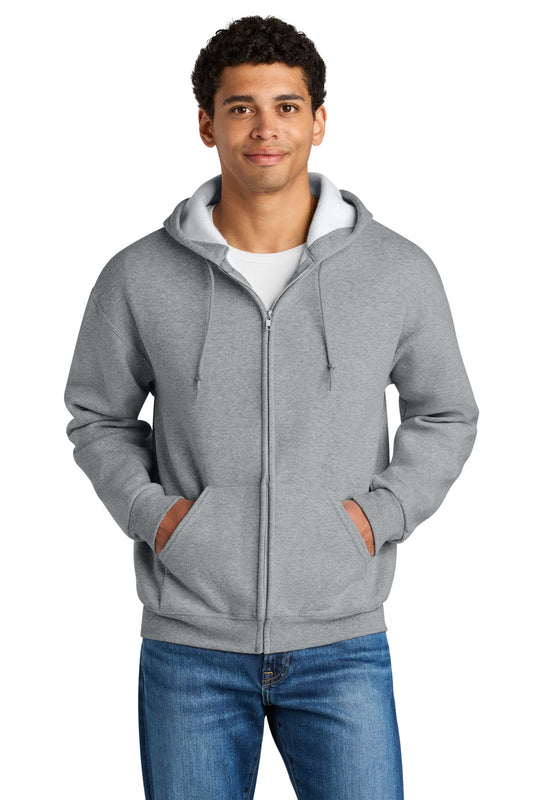 Jerzees Rugged Unisex Full-Zip Hooded Sweatshirt Z12M - Athletic Heather