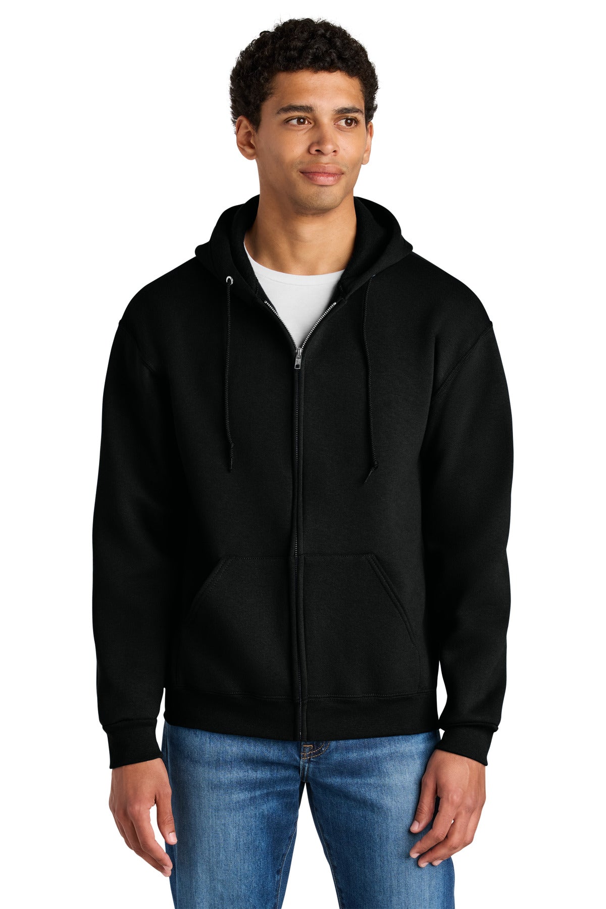 Jerzees Rugged Unisex Full-Zip Hooded Sweatshirt Z12M - Black Ink