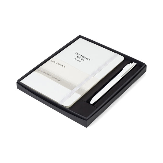 Moleskine® Medium Notebook and GO Pen Gift Set - White