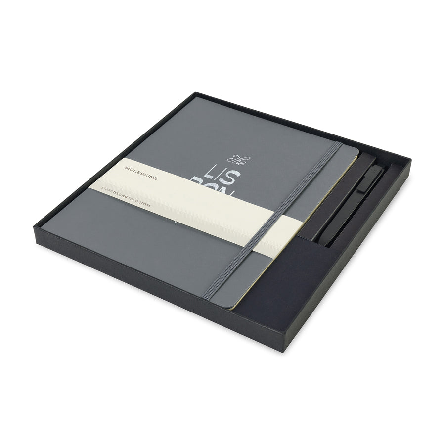 Moleskine® X-Large Notebook and GO Pen Gift Set - Slate Grey