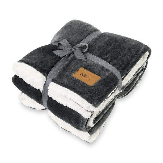 Mink Sherpa Blanket - Charcoal