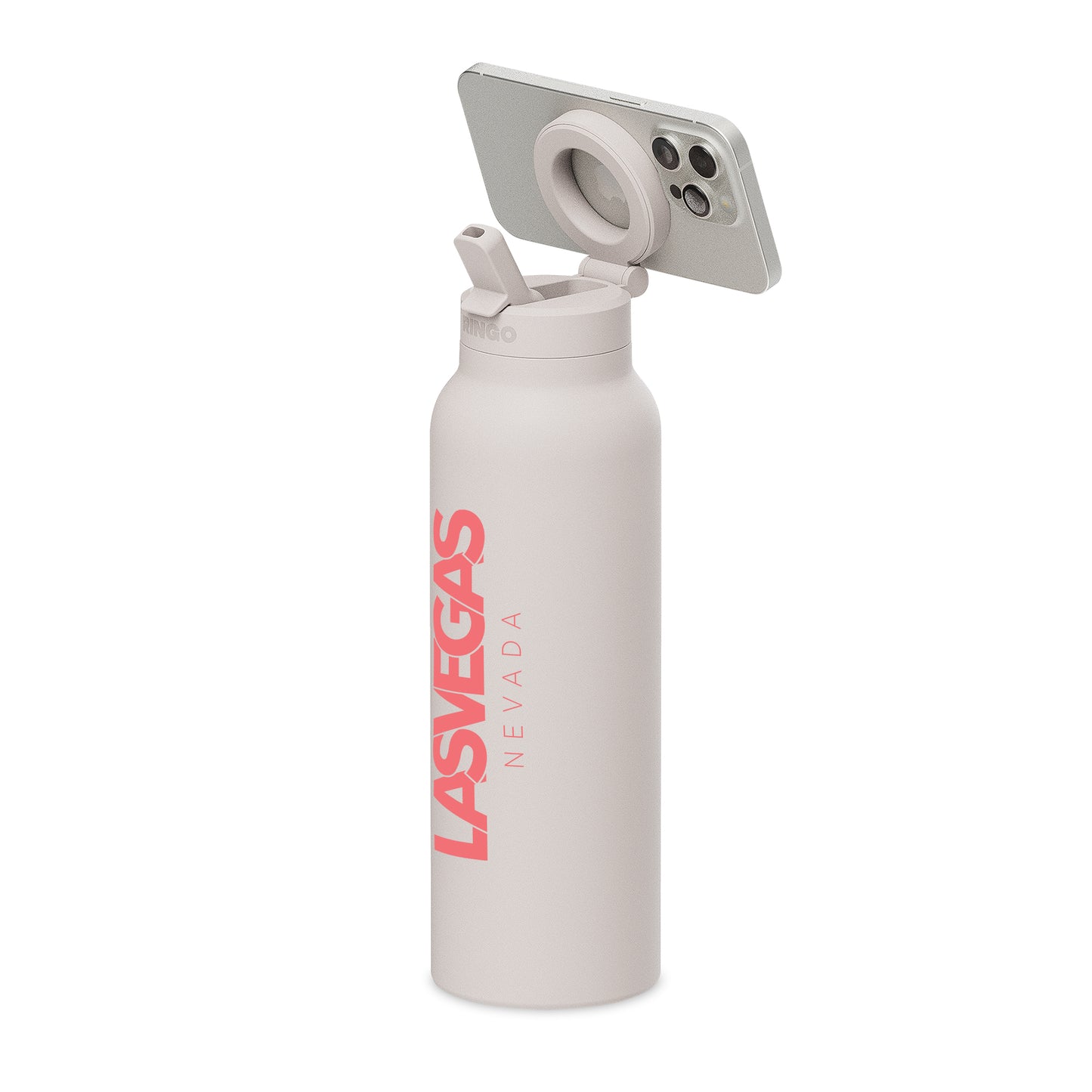 RINGO Pro Water Bottle with Magnetic Booster Ring - 32 Oz. - Ivory