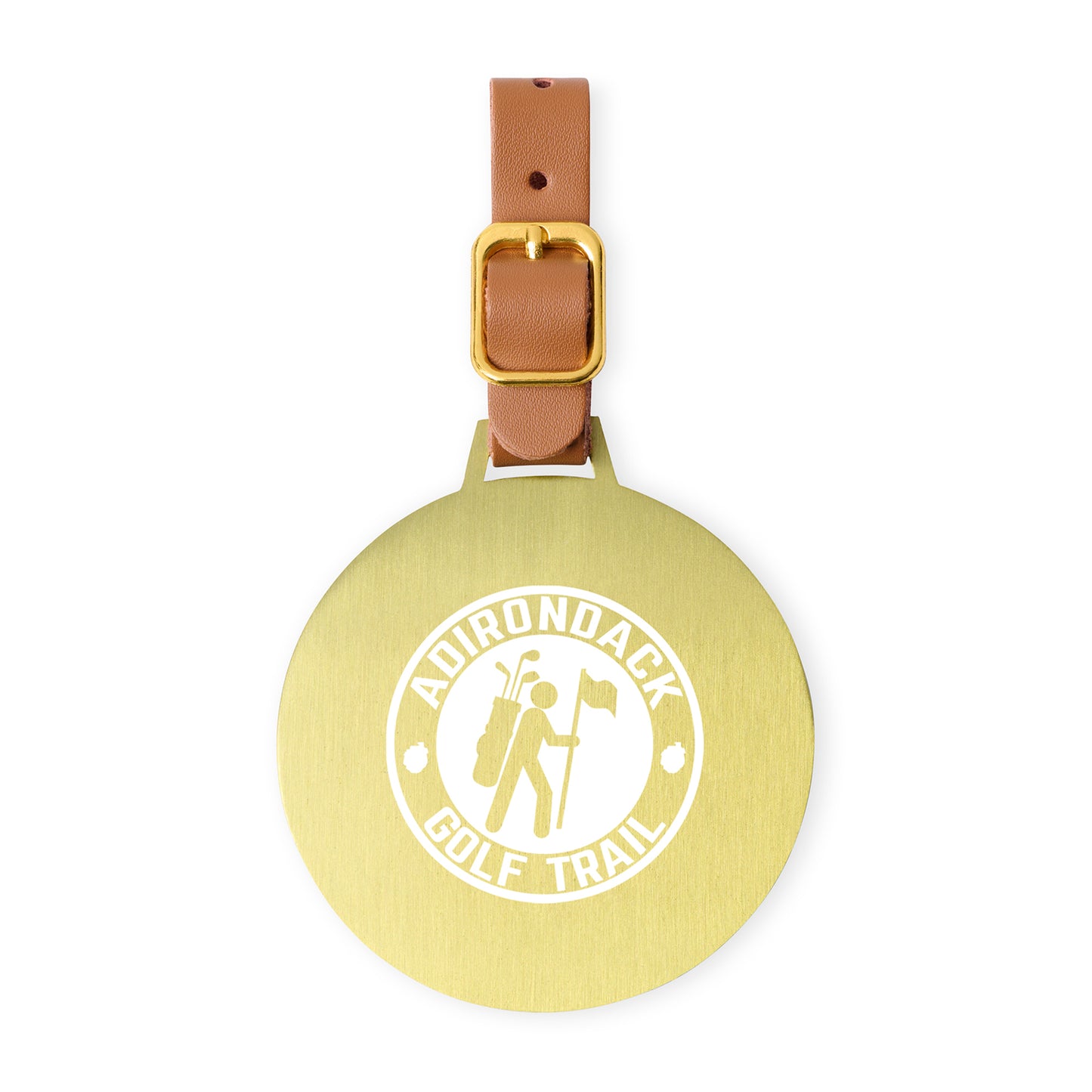Ahead Large Round Golf Bag Tag - Antique Brass