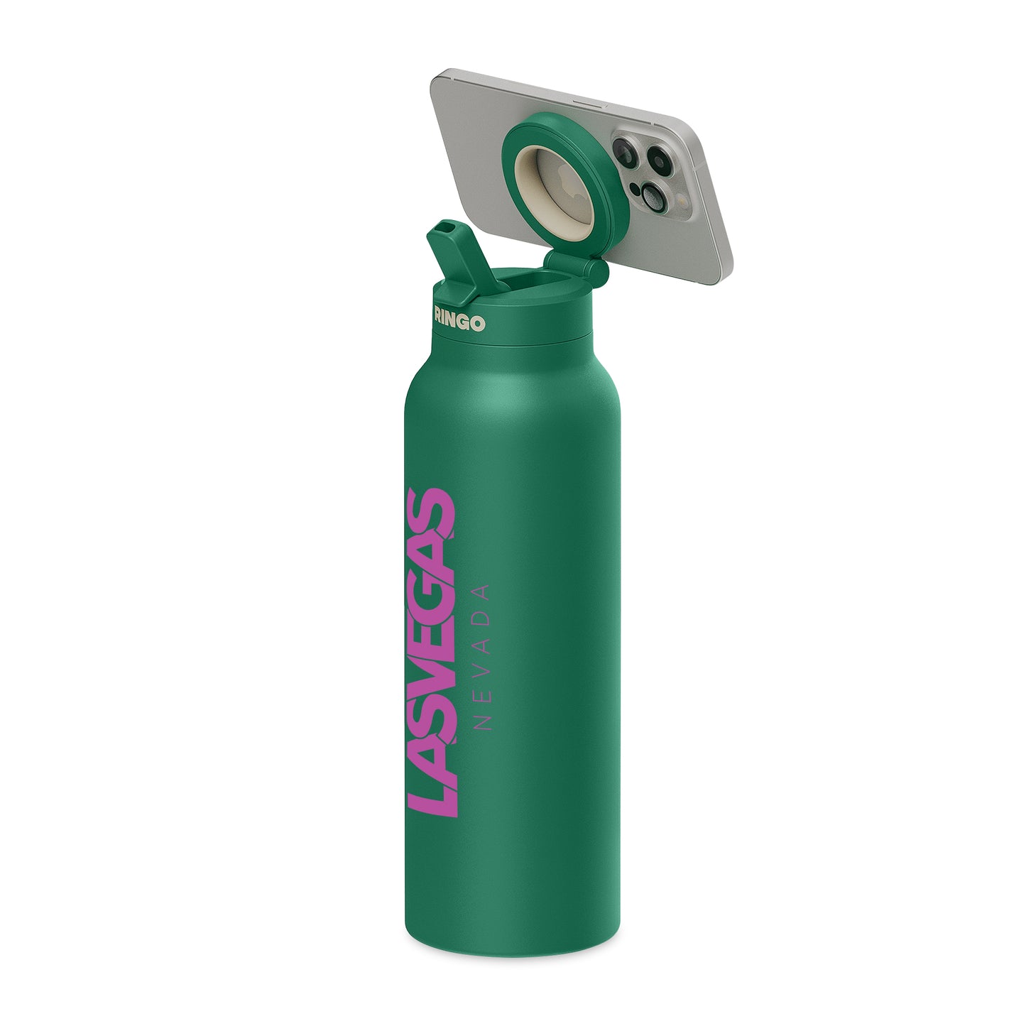 RINGO Pro Water Bottle with Magnetic Booster Ring - 24 Oz. - Green